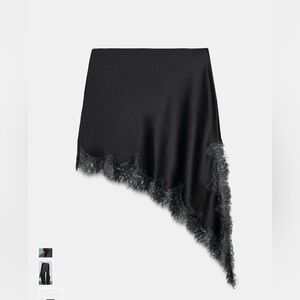 Zara Black Asymmetrical Skirt with Lace Detail